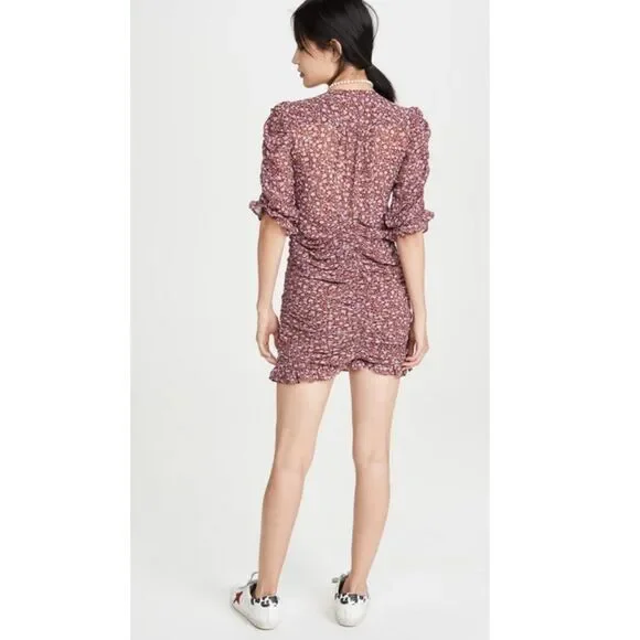 re:named 'Raven' Girly Romantic Ruched Mini Dress Ditsy Floral Cottagecore - Picture 4 of 16